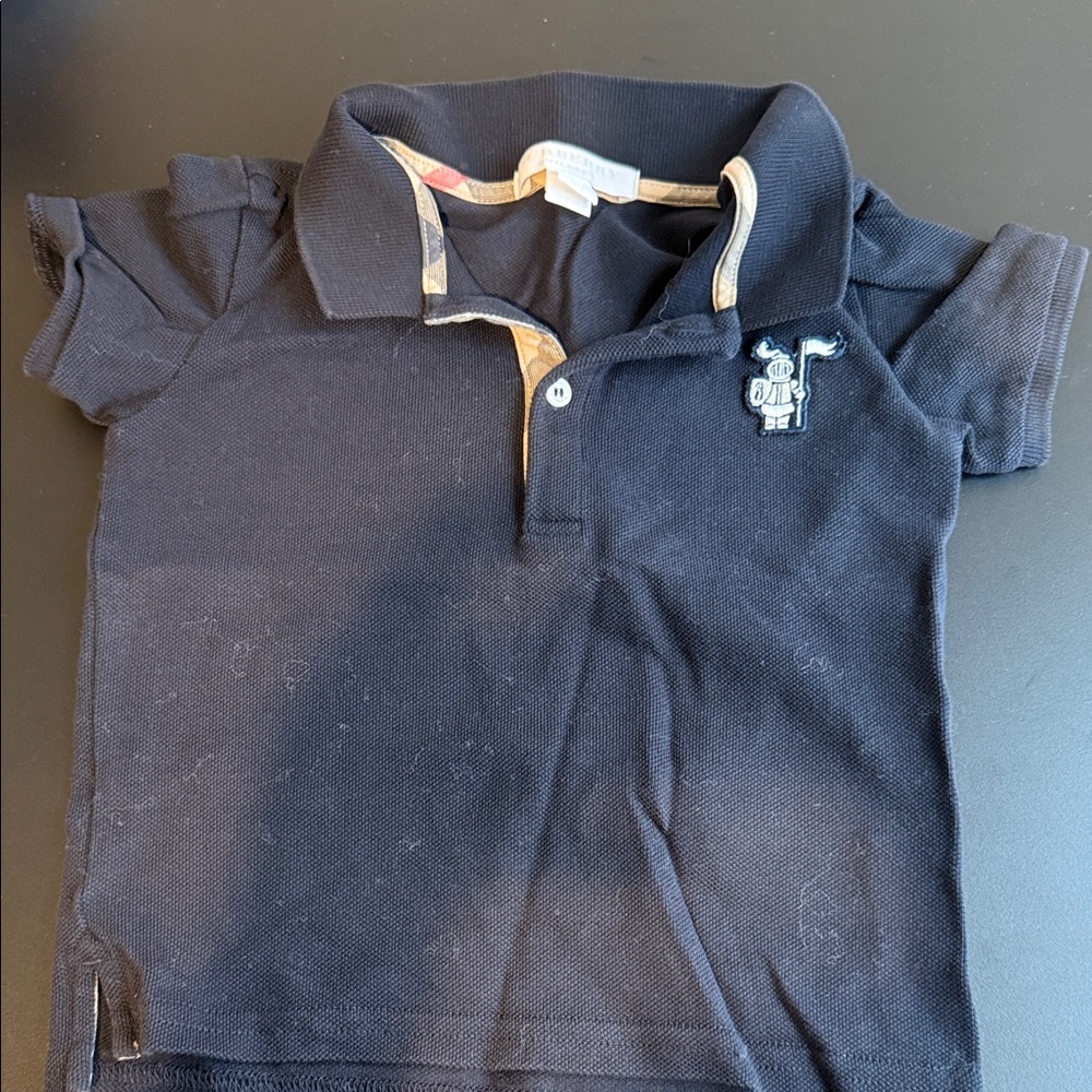 Burberry Navy Kids Polo with Embroidered Logo